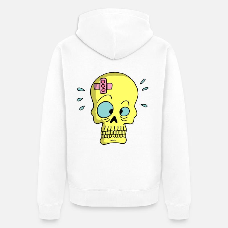 Schädel und Heftpflaster - Unisex Premium Bio Zip Hoodie - Weiß