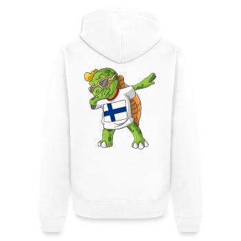 Finnland Dabbing Schildkröte - Unisex Premium Bio Zip Hoodie - Weiß - Hinten - Thijin (182cm)
