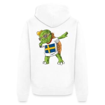 Schweden Dabbing Schildkröte - Unisex Premium Bio Zip Hoodie - Weiß - Hinten - Thijin (182cm)