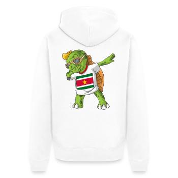 Suriname Dabbing Schildkröte - Unisex Premium Bio Zip Hoodie - Weiß - Hinten - Thijin (182cm)