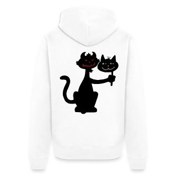 Chat noir et démon - Veste à capuche bio Premium Unisexe - blanc - Dos - Thijin (182cm)