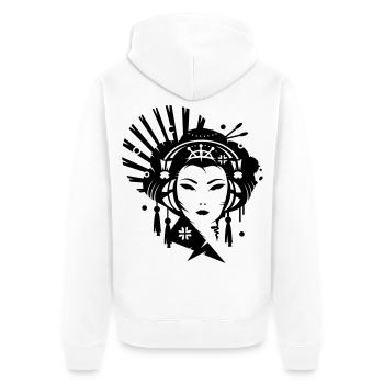 Un geishas japonaises avec un casque - Veste à capuche bio Premium Unisexe - blanc - Dos - Thijin (182cm)