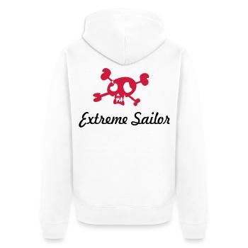 segeln - Unisex Premium Bio Zip Hoodie - Weiß - Hinten - Thijin (182cm)