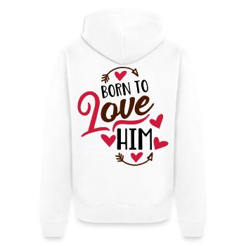 love - Unisex Premium Organic Zip Hoodie - white - Back - Thijin (182cm)