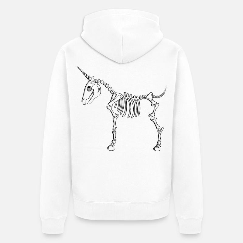 Squelette de licorne - Licornes - Créatures mythiques - Comic - Veste à capuche bio Premium Unisexe - blanc