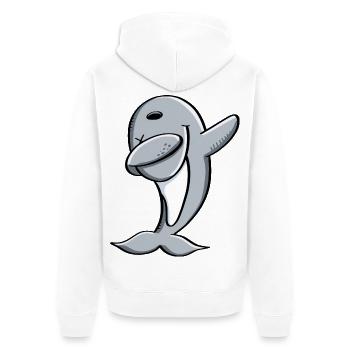 Delfin macht Dab Dance - Dabbing - Delphin - Comic - Unisex Premium Bio Zip Hoodie - Weiß - Hinten - Thijin (182cm)