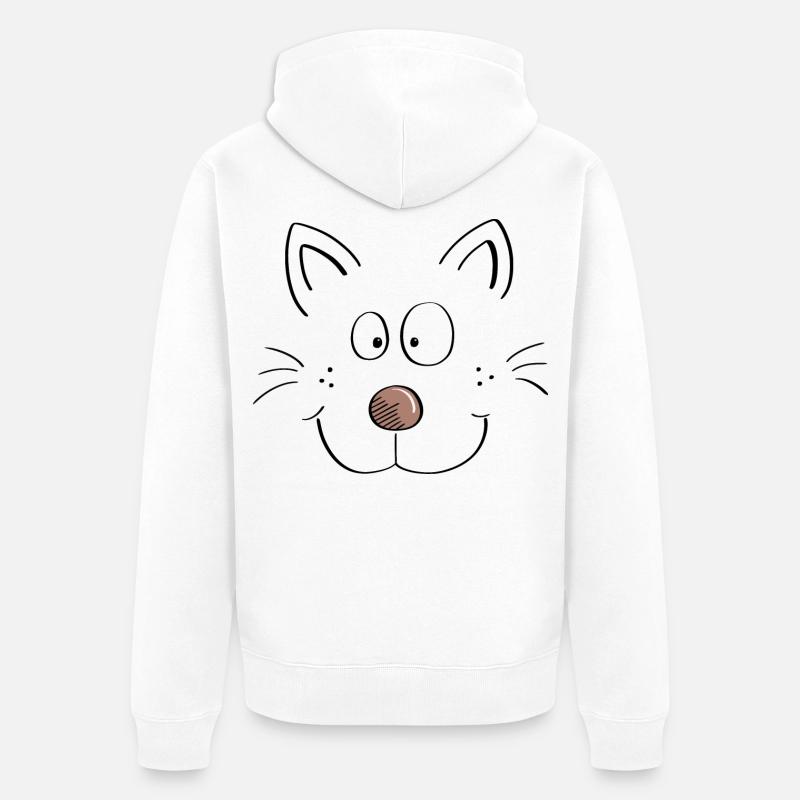 Lustiges Katzen Gesicht - Comic - Katze - Unisex Premium Bio Zip Hoodie - Weiß
