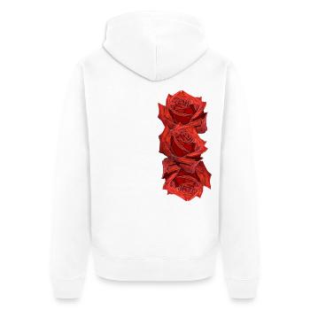 Rosen,Rote Rosen,Blumen,Blüten,Natur,Pflanzen - Unisex Premium Bio Zip Hoodie - Weiß - Hinten - Thijin (182cm)