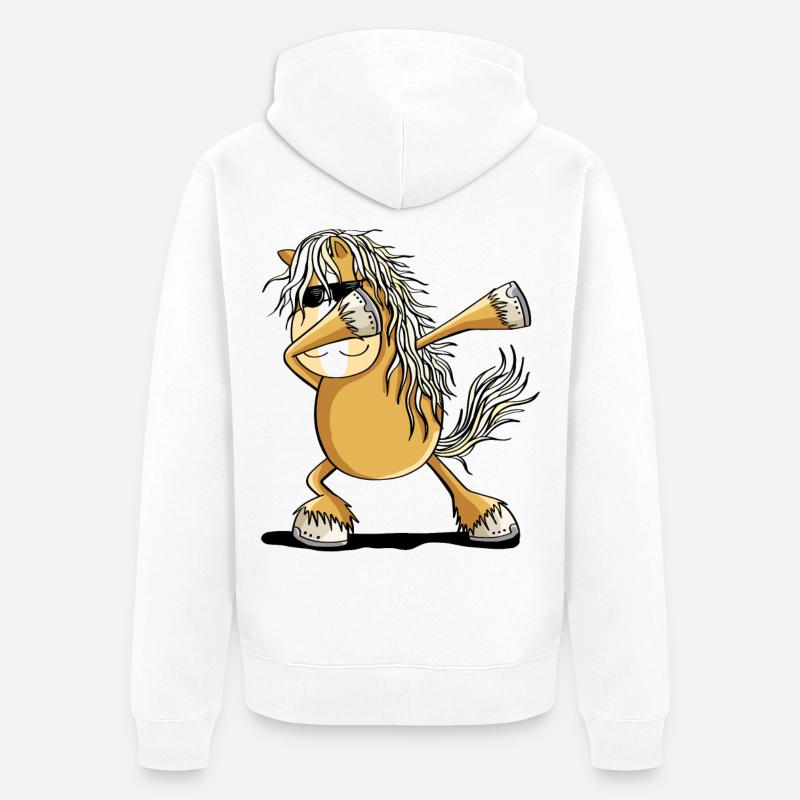 Cooles Dab Dance Pferd Dabbing Pony Comic - Unisex Premium Bio Zip Hoodie - Weiß