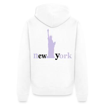 New York - Unisex Premium Bio Zip Hoodie - Weiß - Hinten - Thijin (182cm)