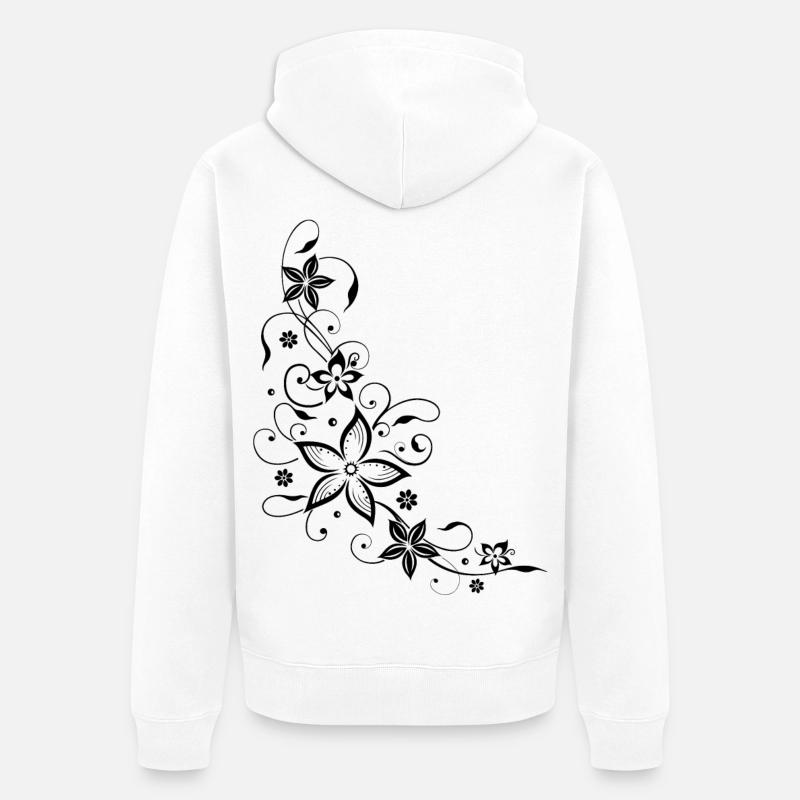 Vrille florale avec des fleurs, été, noir. - Veste à capuche bio Premium Unisexe - blanc