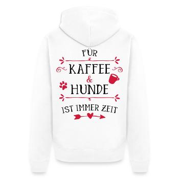 Herzpfote Kaffee Rahmen - Unisex Premium Bio Zip Hoodie - Weiß - Hinten - Thijin (182cm)