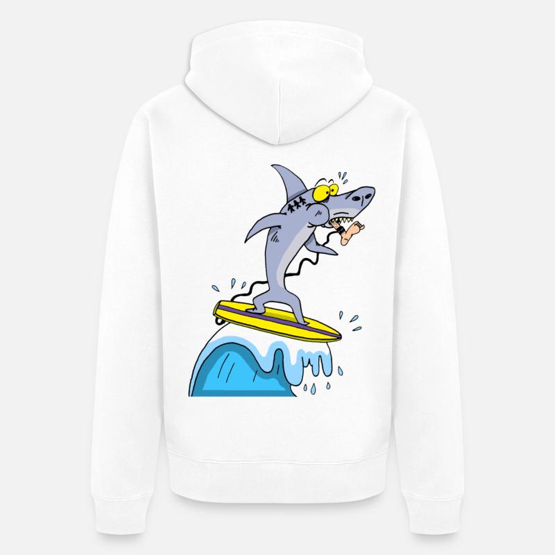 Requin surfeur - Veste à capuche bio Premium Unisexe - blanc