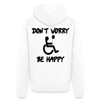 Don't worry, be happy in wheelchair # - Unisex Premium Organic Zip Hoodie - white - Back - Thijin (182cm)