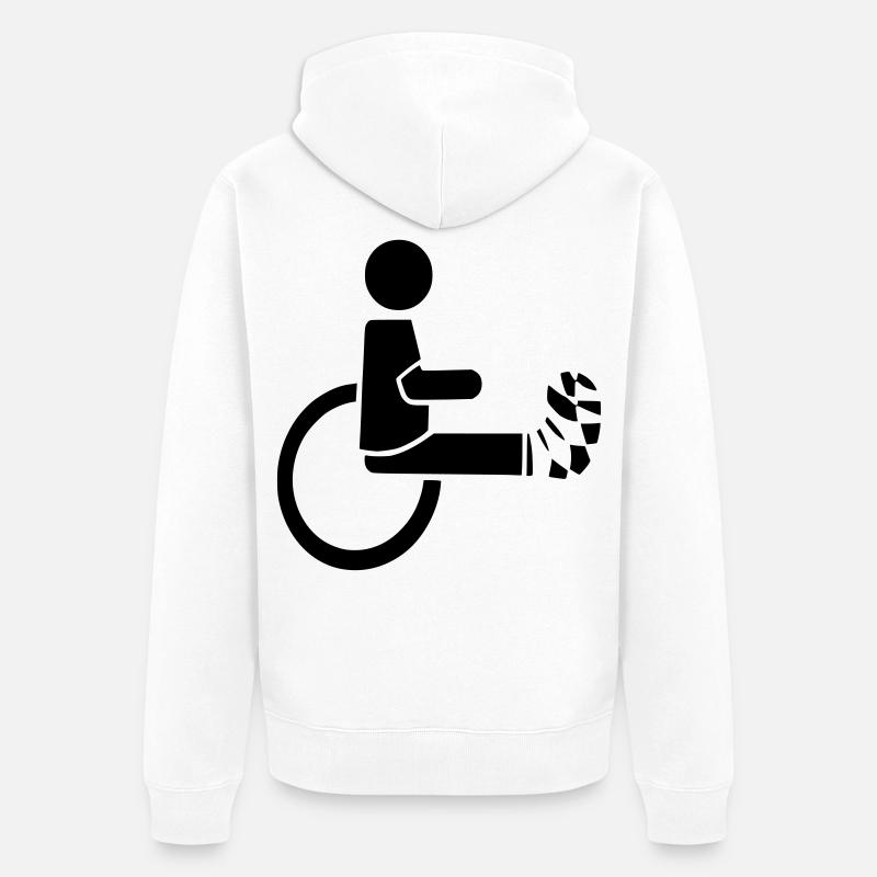 Rollstuhlfahrer mit Bein in Gips # - Unisex Premium Bio Zip Hoodie - Weiß