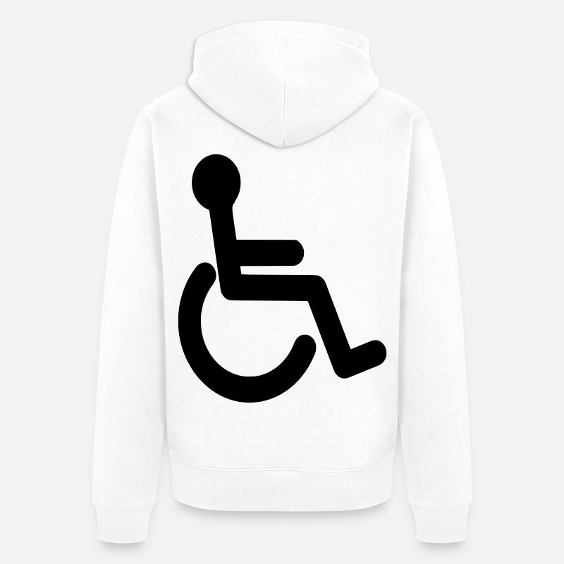 Symbole de base du fauteuil roulant # - Veste à capuche bio Premium Unisexe - blanc