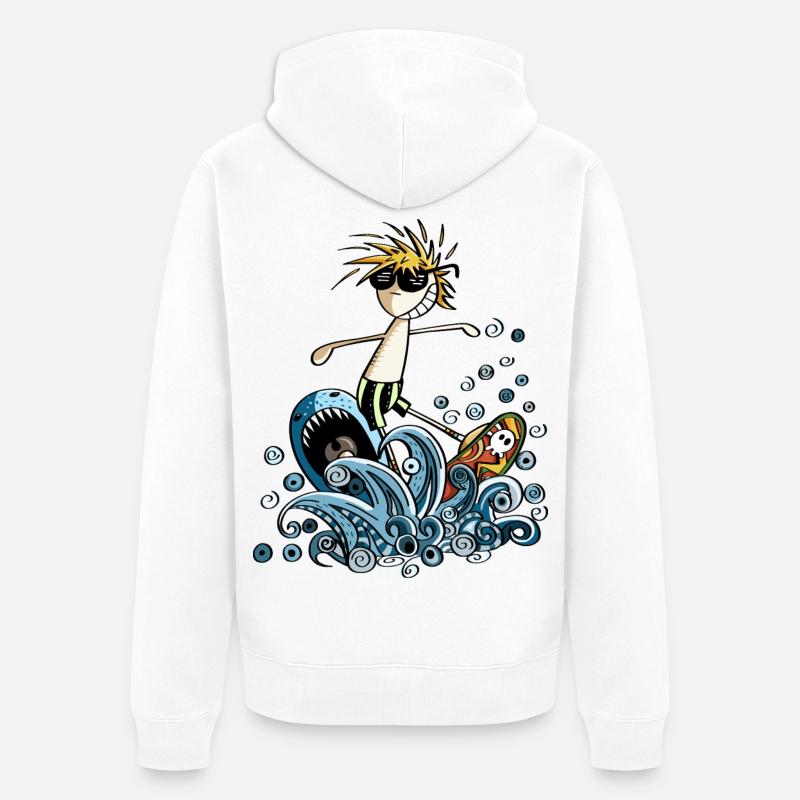 Cool Power Surfer - Bande dessinée - Veste à capuche bio Premium Unisexe - blanc