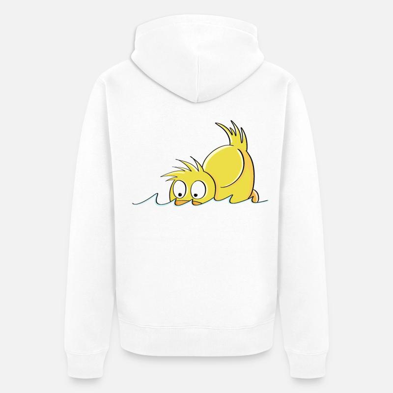 Duck Duck - Bande dessinée de canard - Veste à capuche bio Premium Unisexe - blanc