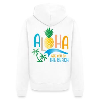 Beach - Unisex Premium Bio Zip Hoodie - Weiß - Hinten - Thijin (182cm)