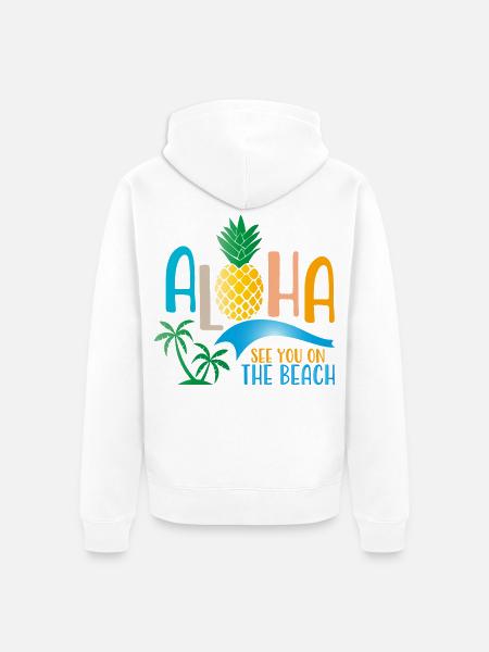 Beach - Unisex Premium Organic Zip Hoodie - white