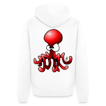 Cute Octopus Cartoon with Big Eyes - Unisex Premium Organic Zip Hoodie - white - Back - Thijin (182cm)