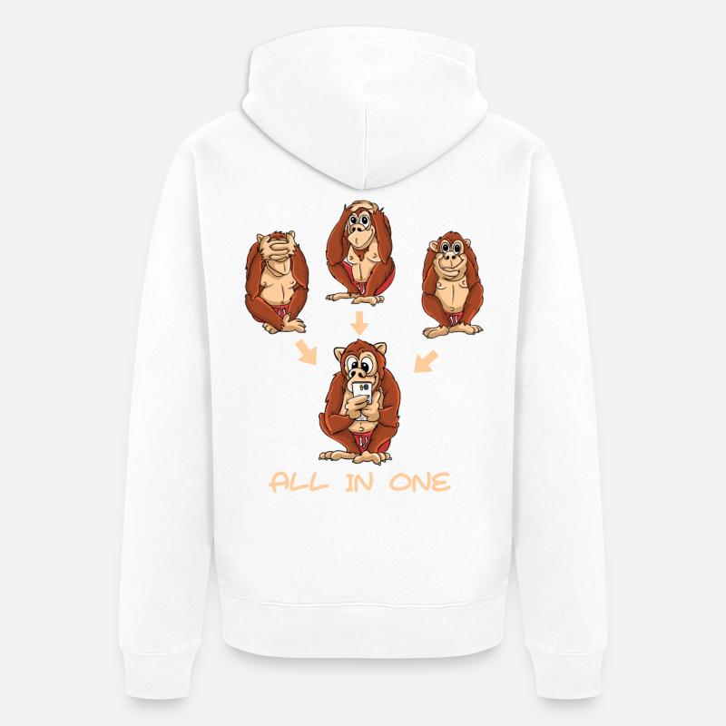 Les 3 singes - Veste à capuche bio Premium Unisexe - blanc