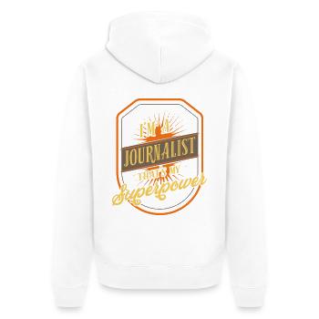 Journaliste - Veste à capuche bio Premium Unisexe - blanc - Dos - Thijin (182cm)
