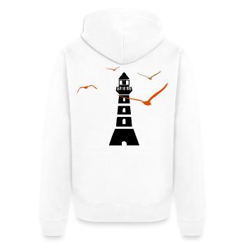 Leuchtturm | Seefahrt | Meer - Unisex Premium Bio Zip Hoodie - Weiß - Hinten - Thijin (182cm)