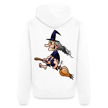 Sorcière sur un balai - Veste à capuche bio Premium Unisexe - blanc - Dos - Thijin (182cm)