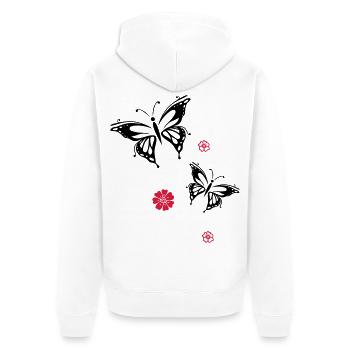 papillons fleurs fleurs insectes été - Veste à capuche bio Premium Unisexe - blanc - Dos - Thijin (182cm)