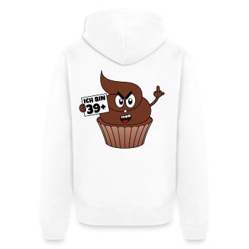 40. Geburtstag - Ich bin 39 + 1 - Kackcake - Unisex Premium Bio Zip Hoodie - Weiß - Hinten - Thijin (182cm)