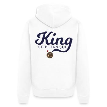 King of Pétanque - Unisex Premium Organic Zip Hoodie - white - Back - Thijin (182cm)
