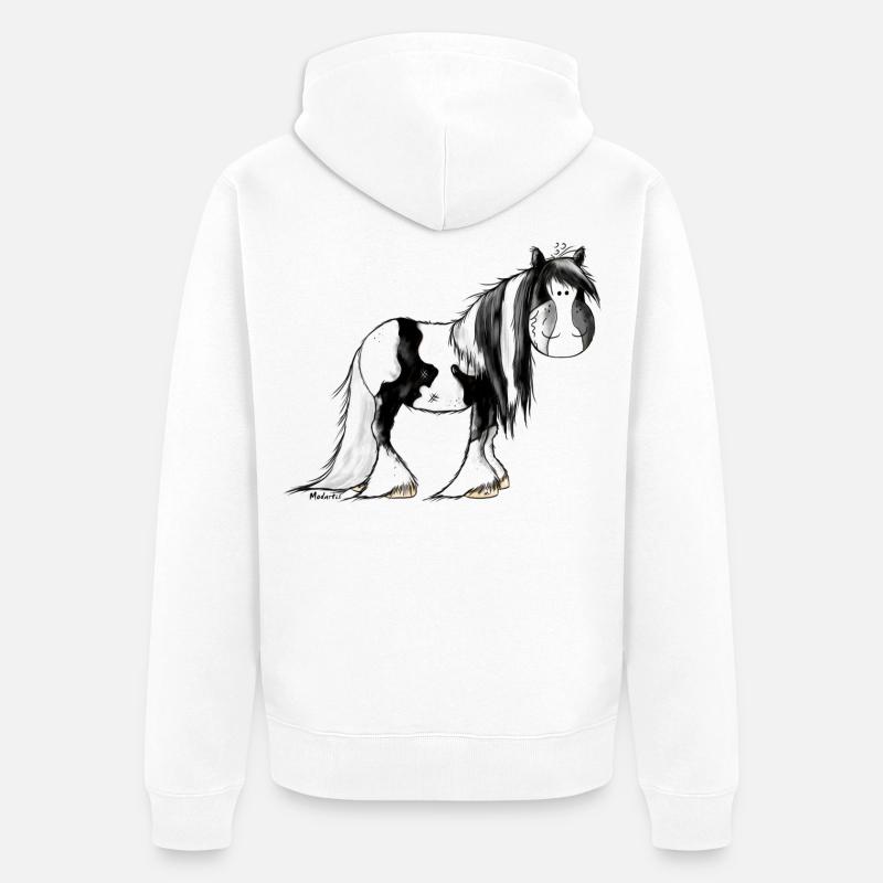 Irish Tinker Pferd - Pinto - Unisex Premium Bio Zip Hoodie - Weiß