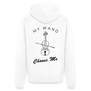 Geige Musik Design - My Wand Choose Me - Unisex Premium Bio Zip Hoodie - Weiß - Hinten - Thijin (182cm)