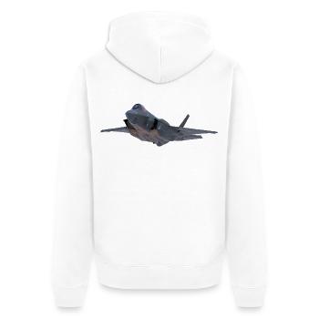 F-35 - Unisex Premium Bio Zip Hoodie - Weiß - Hinten - Thijin (182cm)