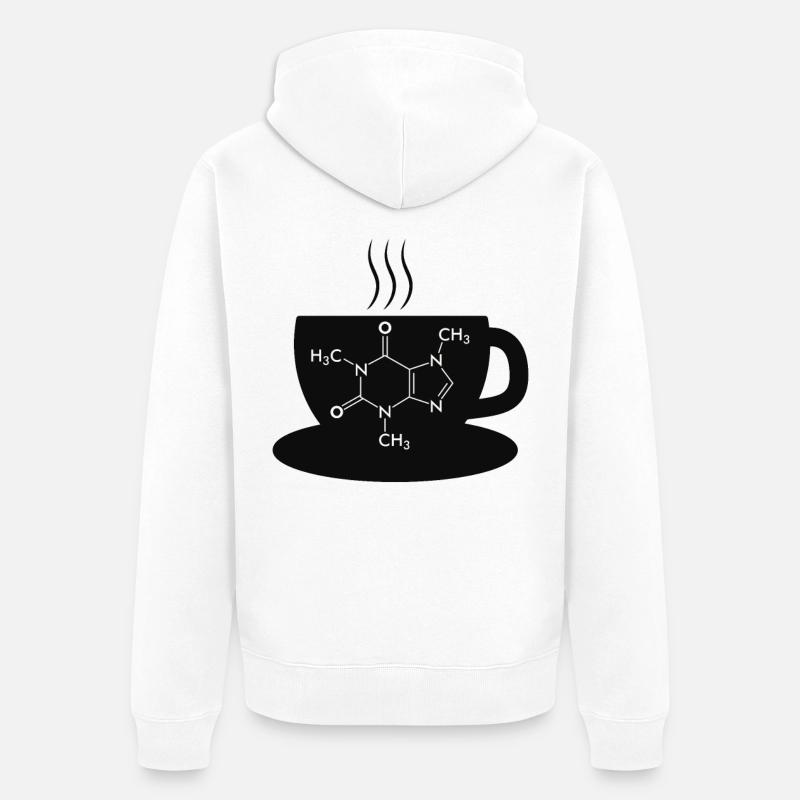 Café Caffeine Molecule - Veste à capuche bio Premium Unisexe - blanc