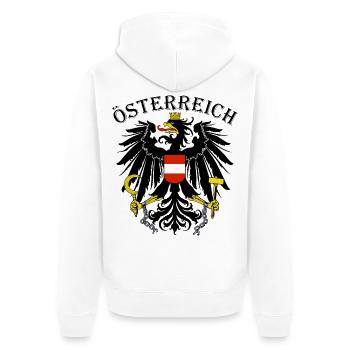 Austria Austria Austria Coat of Arms Adler Patriot - Unisex Premium Organic Zip Hoodie - white - Back - Thijin (182cm)