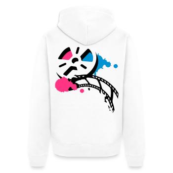 Alte Filmrolle mit Film im Graffiti Stil - Unisex Premium Bio Zip Hoodie - Weiß - Hinten - Thijin (182cm)