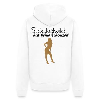 Stöckelwild - Unisex Premium Bio Zip Hoodie - Weiß - Hinten - Thijin (182cm)