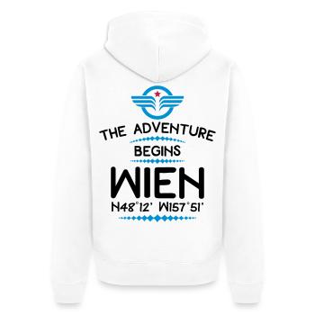 Wien - Unisex Premium Bio Zip Hoodie - Weiß - Hinten - Thijin (182cm)