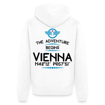 Wien - Unisex Premium Bio Zip Hoodie - Weiß - Hinten - Thijin (182cm)