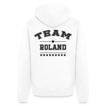 Team Roland - Unisex Premium Bio Zip Hoodie - Weiß - Hinten - Thijin (182cm)
