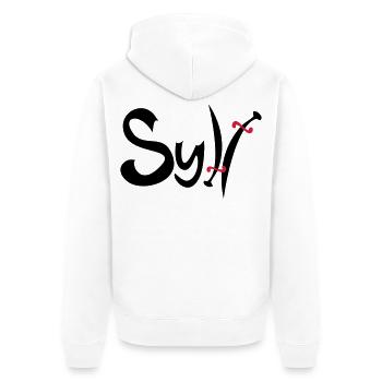 sylt - Unisex Premium Bio Zip Hoodie - Weiß - Hinten - Thijin (182cm)