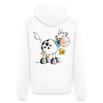 Erna - Kuh - Kühe - Milchkuh - Cartoon - Unisex Premium Bio Zip Hoodie - Weiß - Hinten - Thijin (182cm)