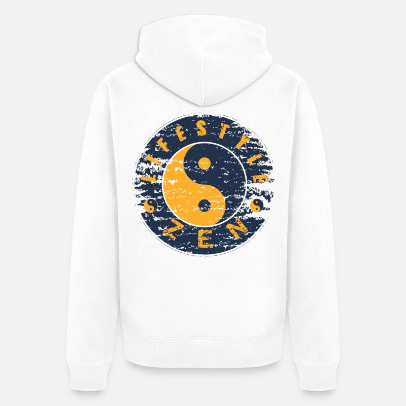 Yin Yang Zen Vintage Cercle - Veste à capuche bio Premium Unisexe - blanc