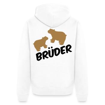 bruder - Unisex Premium Bio Zip Hoodie - Weiß - Hinten - Thijin (182cm)