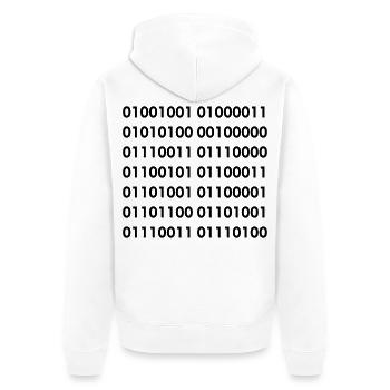 ICT-Spezialist für Binärdateien. Software Humor Shirt # - Unisex Premium Bio Zip Hoodie - Weiß - Hinten - Thijin (182cm)