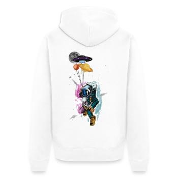 Astronaut Planet Balloon Cosmic Adventure - Unisex Premium Organic Zip Hoodie - white - Back - Thijin (182cm)