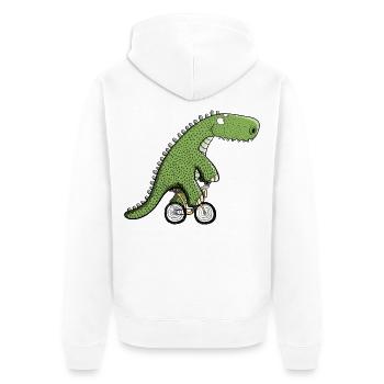 Cooler Radfahrer Dinosaurier I Fahrrad T Rex Dino - Unisex Premium Bio Zip Hoodie - Weiß - Hinten - Thijin (182cm)