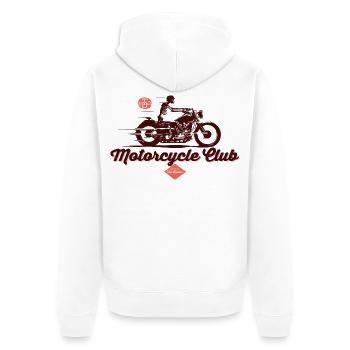 motorcycle club - Unisex Premium Bio Zip Hoodie - Weiß - Hinten - Thijin (182cm)